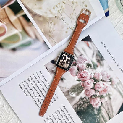 For Apple Watch Series 10 42mm / 9 8 7 41mm / SE (2023) SE (2022) SE 6 5 4 40mm / 3 2 1 38mm Genuine Cow Leather Strap