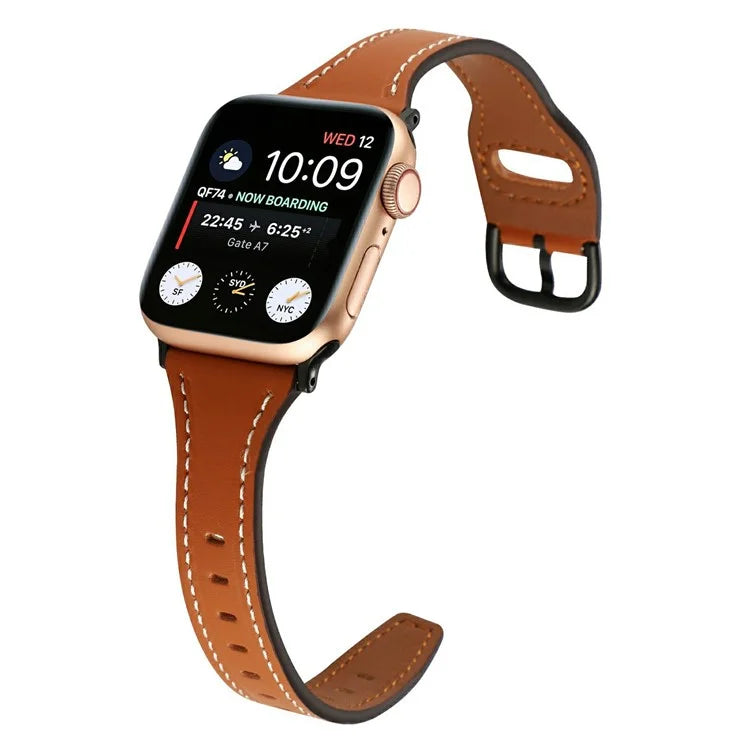 For Apple Watch Series 10 42mm / 9 8 7 41mm / SE (2023) SE (2022) SE 6 5 4 40mm / 3 2 1 38mm Genuine Cow Leather Strap