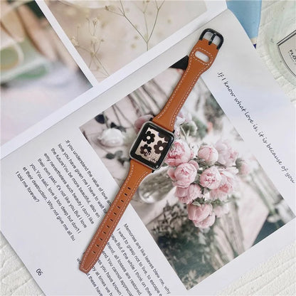 For Apple Watch Series 10 42mm / 9 8 7 41mm / SE (2023) SE (2022) SE 6 5 4 40mm / 3 2 1 38mm Genuine Cow Leather Strap