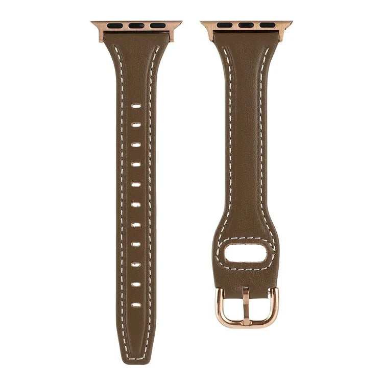 For Apple Watch Series 10 42mm / 9 8 7 41mm / SE (2023) SE (2022) SE 6 5 4 40mm / 3 2 1 38mm Genuine Cow Leather Strap