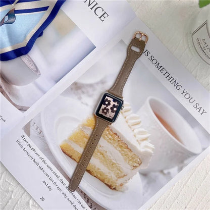 For Apple Watch Series 10 42mm / 9 8 7 41mm / SE (2023) SE (2022) SE 6 5 4 40mm / 3 2 1 38mm Genuine Cow Leather Strap