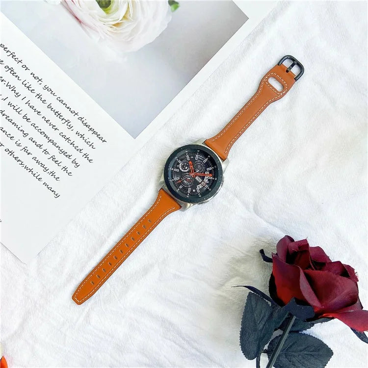 For Samsung Galaxy Watch7 44mm 40mm / Watch FE 40mm / Huawei Watch GT 3 42mm Genuine Cow Leather 20mm Watch Strap