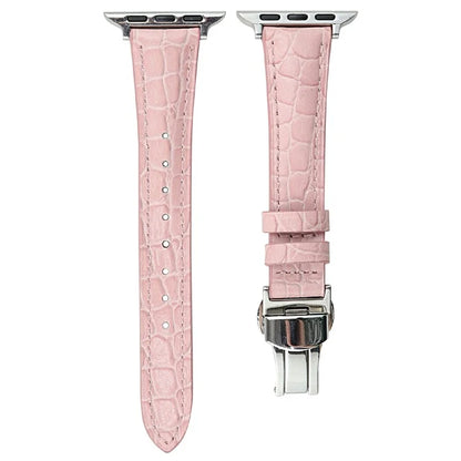For Apple Watch Series 10 42mm / 9 8 7 41mm / SE (2023) SE (2022) SE 6 5 4 40mm / 3 2 1 38mm Crocodile Texture Leather Strap