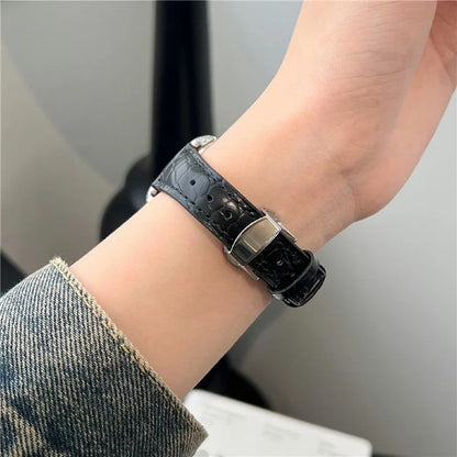 For Apple Watch Series 10 42mm / 9 8 7 41mm / SE (2023) SE (2022) SE 6 5 4 40mm / 3 2 1 38mm Crocodile Texture Leather Strap
