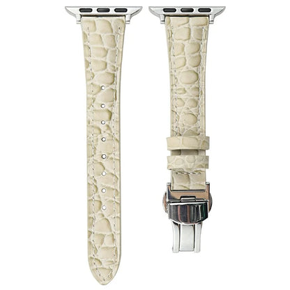 For Apple Watch 10 46mm / Ultra 2 / Ultra 49mm / 9 8 7 45mm / SE (2023) SE (2022) SE 6 5 4 44mm / 3 2 1 42mm Crocodile Texture Leather Strap