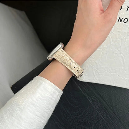 For Apple Watch 10 46mm / Ultra 2 / Ultra 49mm / 9 8 7 45mm / SE (2023) SE (2022) SE 6 5 4 44mm / 3 2 1 42mm Crocodile Texture Leather Strap