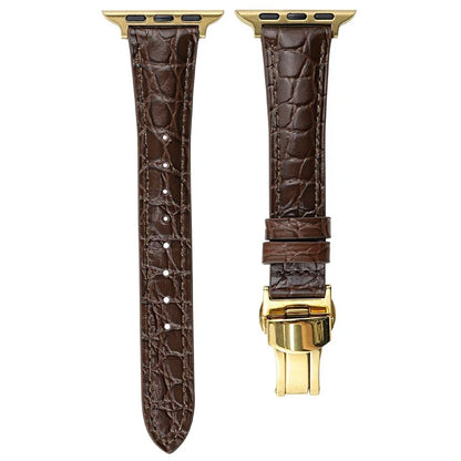 For Apple Watch 10 46mm / Ultra 2 / Ultra 49mm / 9 8 7 45mm / SE (2023) SE (2022) SE 6 5 4 44mm / 3 2 1 42mm Crocodile Texture Leather Strap