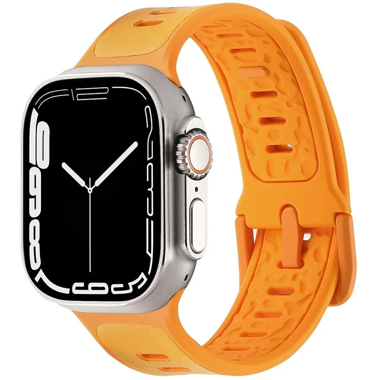 For Apple Watch 10 46mm / Ultra 2 / Ultra 49mm / 9 8 7 45mm / SE (2023) SE (2022) SE 6 5 4 44mm / 3 2 1 42mm Leather Coated Silicone Strap
