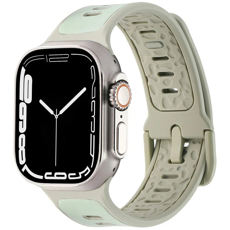 For Apple Watch 10 46mm / Ultra 2 / Ultra 49mm / 9 8 7 45mm / SE (2023) SE (2022) SE 6 5 4 44mm / 3 2 1 42mm Leather Coated Silicone Strap