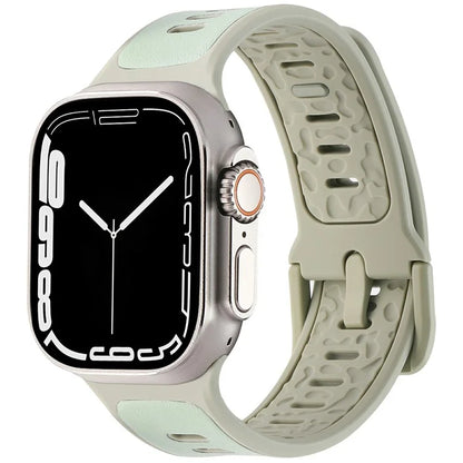 For Apple Watch 10 46mm / Ultra 2 / Ultra 49mm / 9 8 7 45mm / SE (2023) SE (2022) SE 6 5 4 44mm / 3 2 1 42mm Leather Coated Silicone Strap