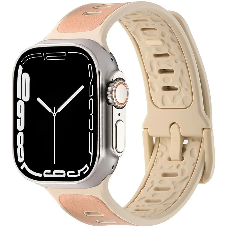 For Apple Watch 10 46mm / Ultra 2 / Ultra 49mm / 9 8 7 45mm / SE (2023) SE (2022) SE 6 5 4 44mm / 3 2 1 42mm Leather Coated Silicone Strap