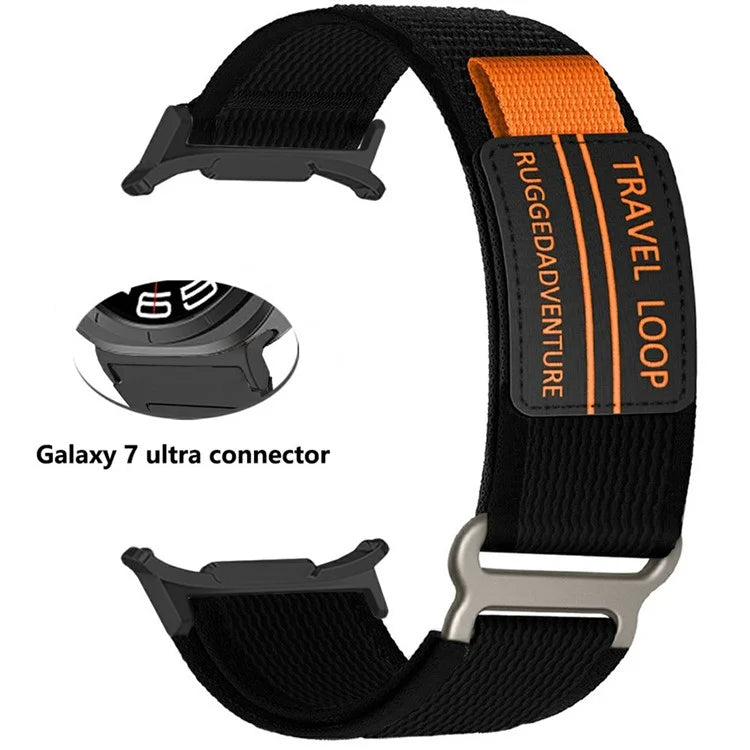 For Samsung Galaxy Watch Ultra 47mm Watch Band Adjustable Loop Fastener Nylon Strap