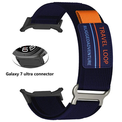 For Samsung Galaxy Watch Ultra 47mm Watch Band Adjustable Loop Fastener Nylon Strap