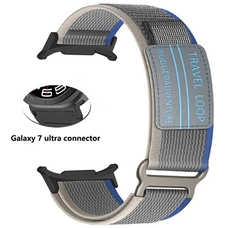 For Samsung Galaxy Watch Ultra 47mm Watch Band Adjustable Loop Fastener Nylon Strap