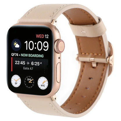 Genuine Cow Leather Strap for Apple Watch Series 10 42mm  /  Series 9 8 7 41mm  /  SE (2023) SE (2022) SE 6 5 4 40mm  /  3 2 1 38mm Band