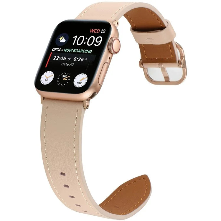 Genuine Cow Leather Strap for Apple Watch Series 10 42mm  /  Series 9 8 7 41mm  /  SE (2023) SE (2022) SE 6 5 4 40mm  /  3 2 1 38mm Band