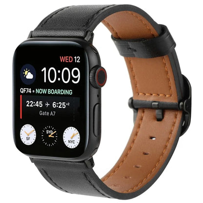 Genuine Cow Leather Strap for Apple Watch Series 10 42mm  /  Series 9 8 7 41mm  /  SE (2023) SE (2022) SE 6 5 4 40mm  /  3 2 1 38mm Band
