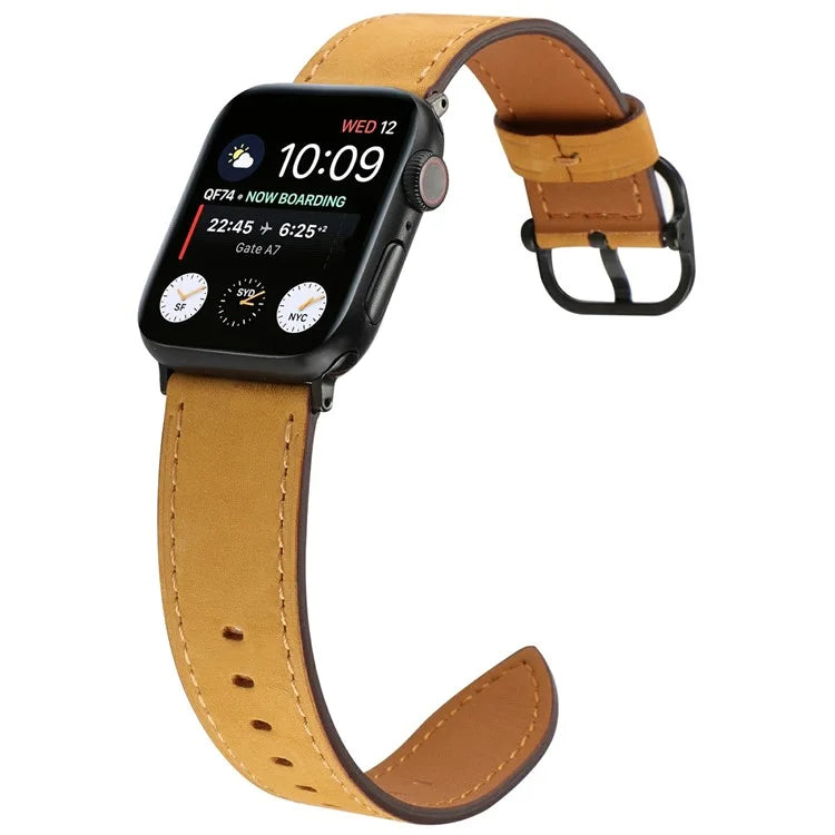 Genuine Cow Leather Strap for Apple Watch Series 10 42mm  /  Series 9 8 7 41mm  /  SE (2023) SE (2022) SE 6 5 4 40mm  /  3 2 1 38mm Band
