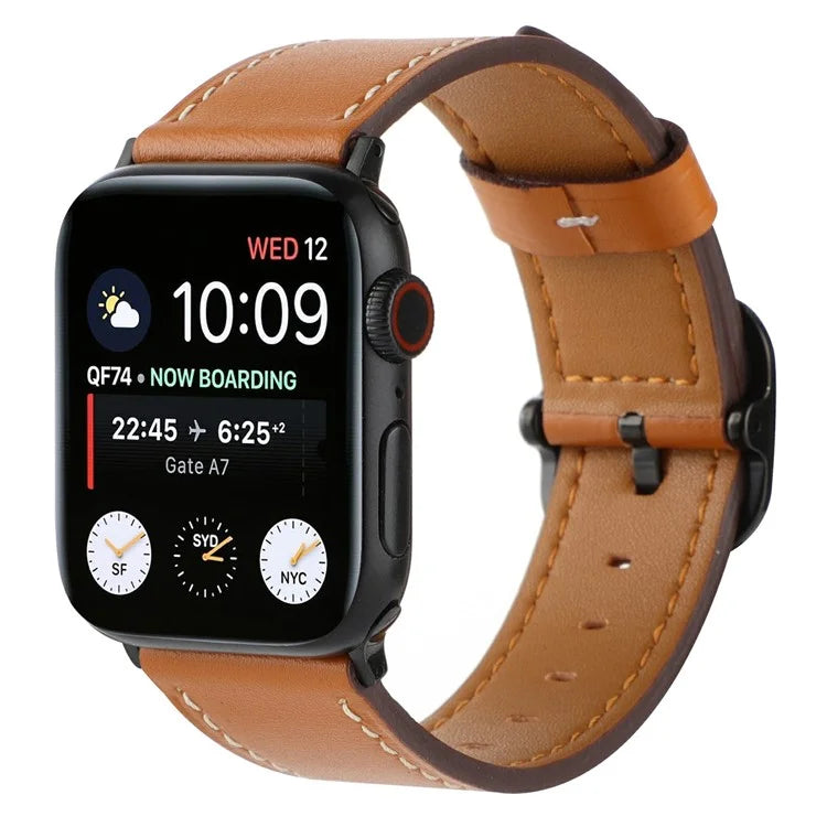Genuine Cow Leather Strap for Apple Watch Series 10 42mm  /  Series 9 8 7 41mm  /  SE (2023) SE (2022) SE 6 5 4 40mm  /  3 2 1 38mm Band