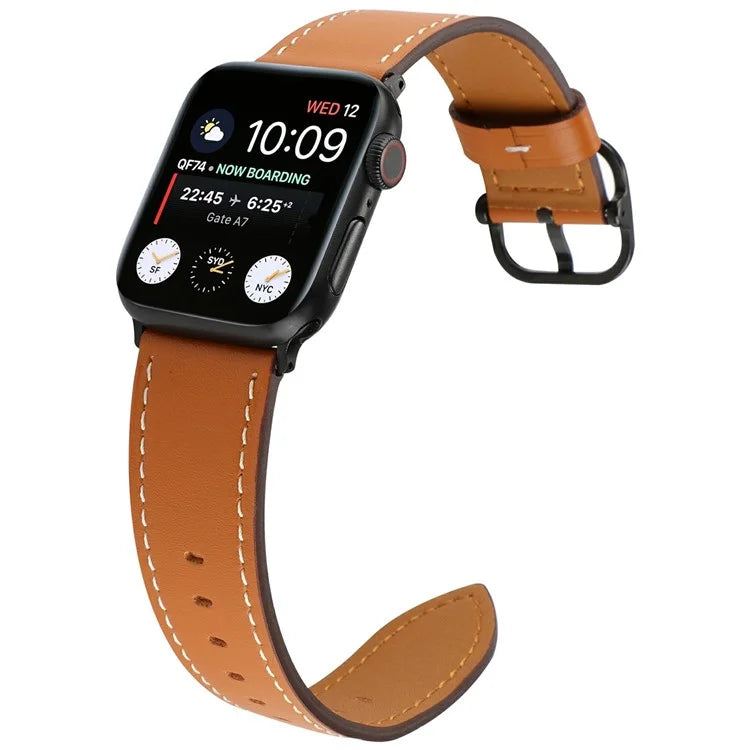 Genuine Cow Leather Strap for Apple Watch Series 10 42mm  /  Series 9 8 7 41mm  /  SE (2023) SE (2022) SE 6 5 4 40mm  /  3 2 1 38mm Band