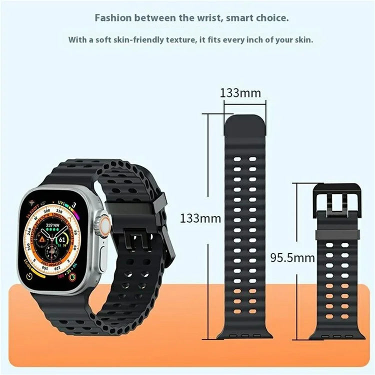 Silicone Strap for Apple Watch Series 10 46mm / Ultra 2 Ultra 49mm / Series 9 8 7 45mm / SE (2023) SE (2022) SE 6 5 4 44mm / 3 2 1 42mm
