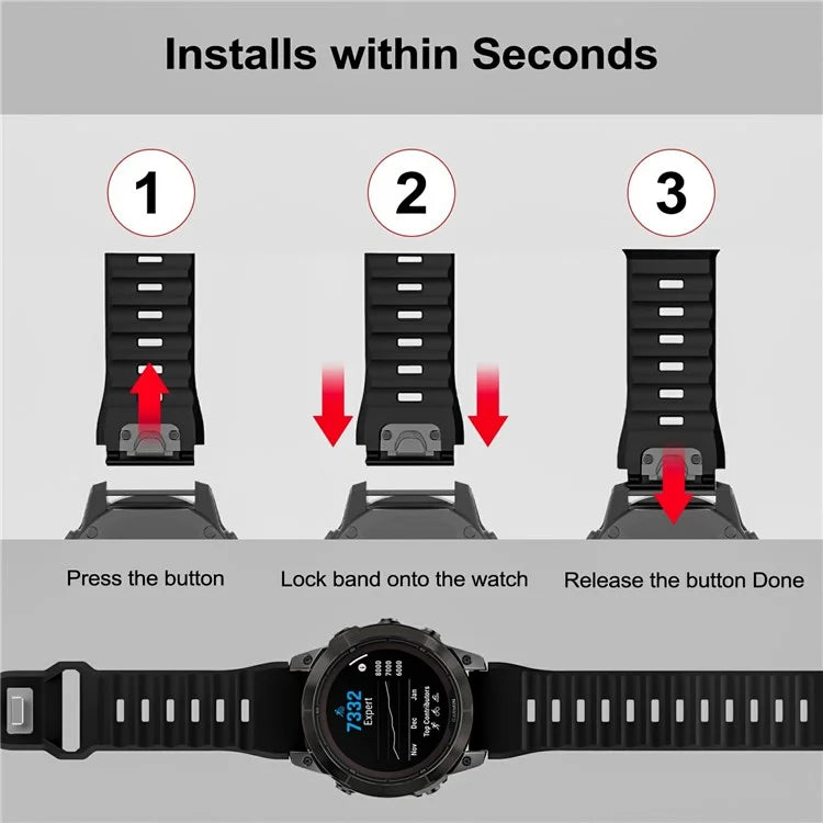 Silicone Strap for Garmin Fenix 7X Pro / Fenix 7X Quickfit 26mm Replacement Watch Band