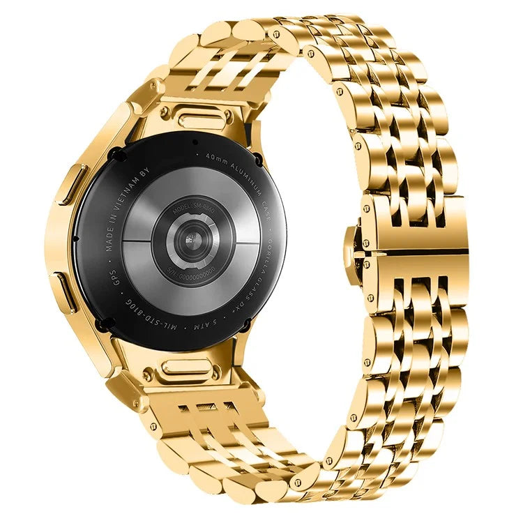 For Samsung Galaxy Watch7 44mm 40mm Metal Watch Band 7-Beads Strap with Quick Release Connector