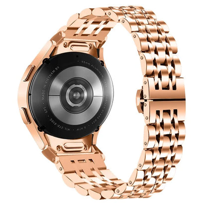 For Samsung Galaxy Watch7 44mm 40mm Metal Watch Band 7-Beads Strap with Quick Release Connector