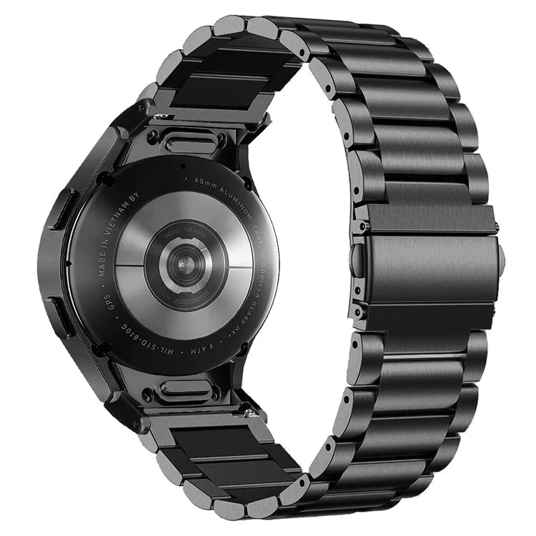 For Samsung Galaxy Watch7 40mm / 44mm Strap Quick Release Connector Stainless Steel Watch Band - Black