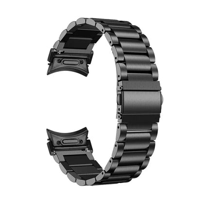 For Samsung Galaxy Watch7 40mm / 44mm Strap Quick Release Connector Stainless Steel Watch Band - Black