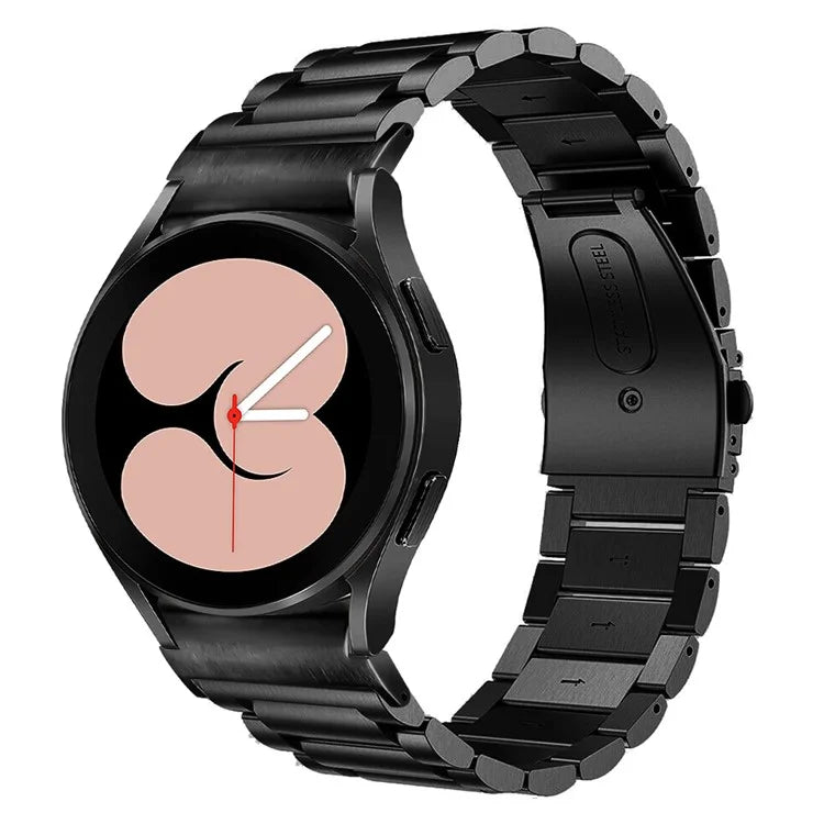 For Samsung Galaxy Watch7 40mm / 44mm Strap Quick Release Connector Stainless Steel Watch Band - Black