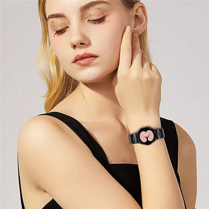 For Samsung Galaxy Watch7 40mm / 44mm Strap Quick Release Connector Stainless Steel Watch Band - Black