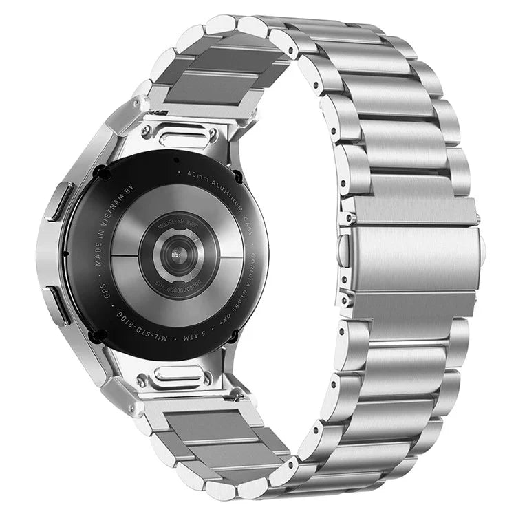 For Samsung Galaxy Watch7 40mm / 44mm Strap Quick Release Connector Stainless Steel Watch Band - Silver