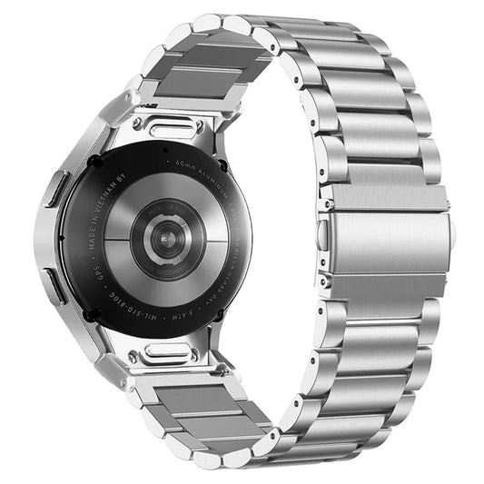 For Samsung Galaxy Watch7 40mm / 44mm Strap Quick Release Connector Stainless Steel Watch Band - Silver
