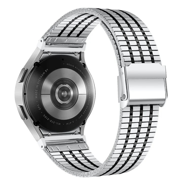 For Samsung Galaxy Watch7 44mm 40mm Watch Band 7-Beads Stainless Steel Wrist Strap