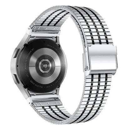 For Samsung Galaxy Watch7 44mm 40mm Watch Band 7-Beads Stainless Steel Wrist Strap