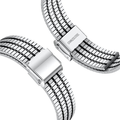 For Samsung Galaxy Watch7 44mm 40mm Watch Band 7-Beads Stainless Steel Wrist Strap