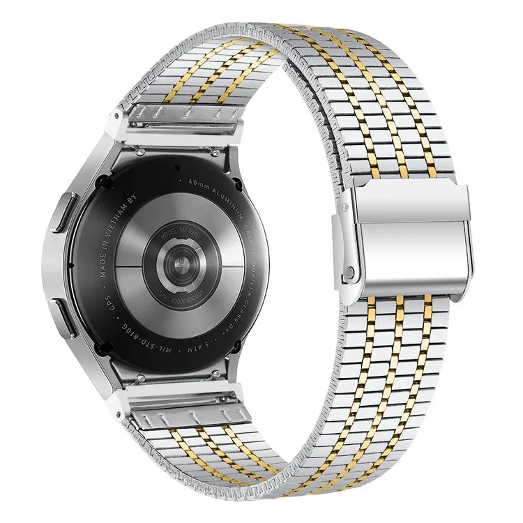 For Samsung Galaxy Watch7 44mm 40mm Watch Band 7-Beads Stainless Steel Wrist Strap