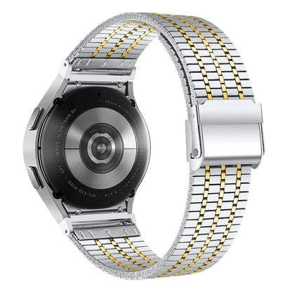 For Samsung Galaxy Watch7 44mm 40mm Watch Band 7-Beads Stainless Steel Wrist Strap