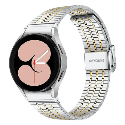 For Samsung Galaxy Watch7 44mm 40mm Watch Band 7-Beads Stainless Steel Wrist Strap