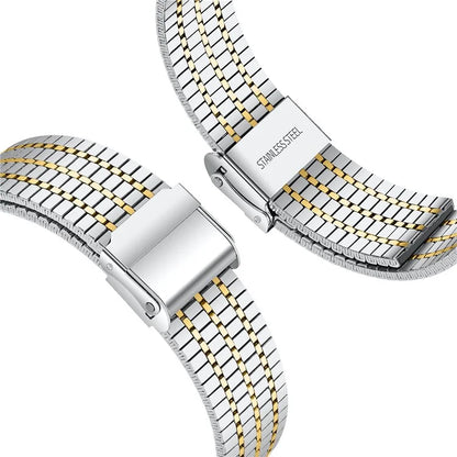 For Samsung Galaxy Watch7 44mm 40mm Watch Band 7-Beads Stainless Steel Wrist Strap