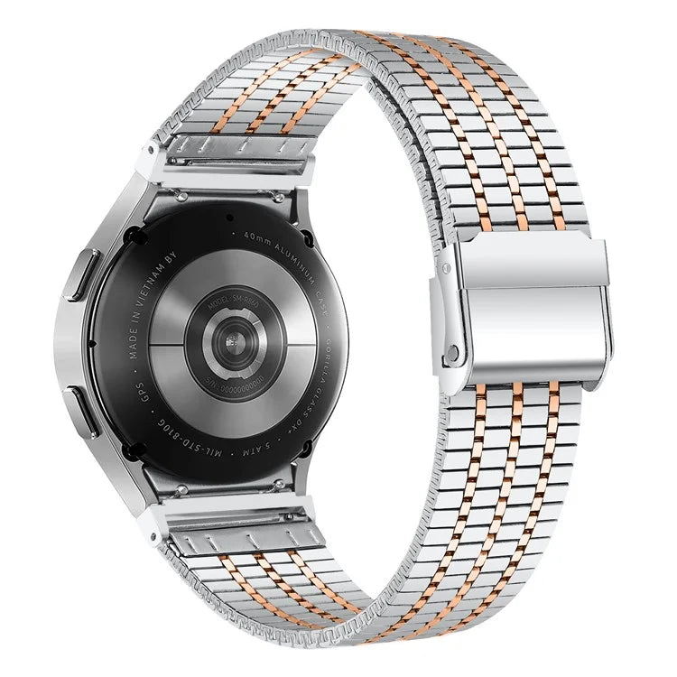For Samsung Galaxy Watch7 44mm 40mm Watch Band 7-Beads Stainless Steel Wrist Strap