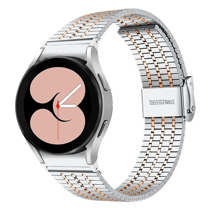 For Samsung Galaxy Watch7 44mm 40mm Watch Band 7-Beads Stainless Steel Wrist Strap