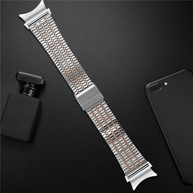 For Samsung Galaxy Watch7 44mm 40mm Watch Band 7-Beads Stainless Steel Wrist Strap