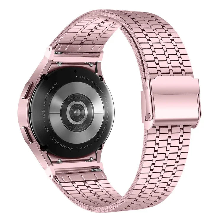 For Samsung Galaxy Watch7 44mm 40mm Watch Band 7-Beads Stainless Steel Wrist Strap