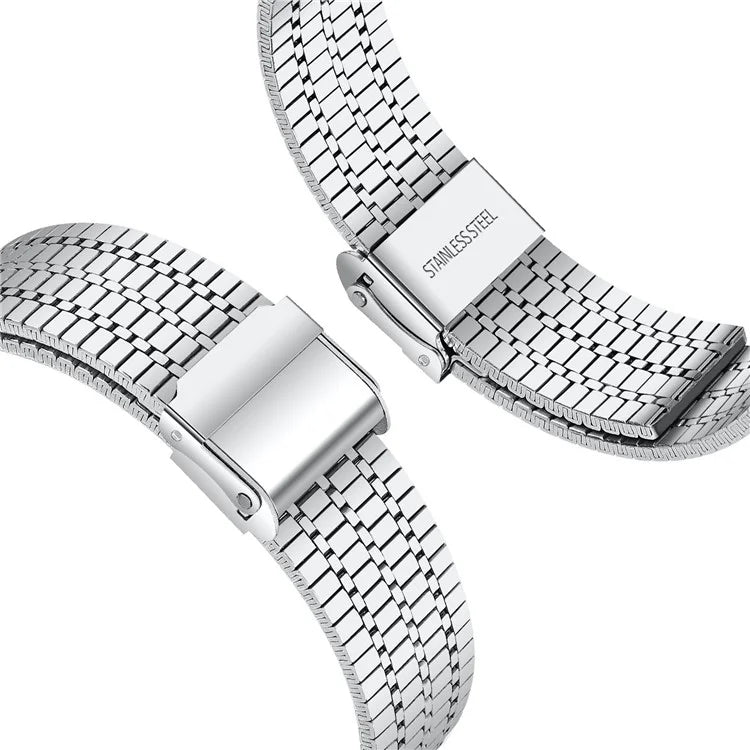 For Samsung Galaxy Watch7 44mm / 40mm Replacement Band with Connector 7-Bead Stainless Steel Smart Watch Strap, Silver