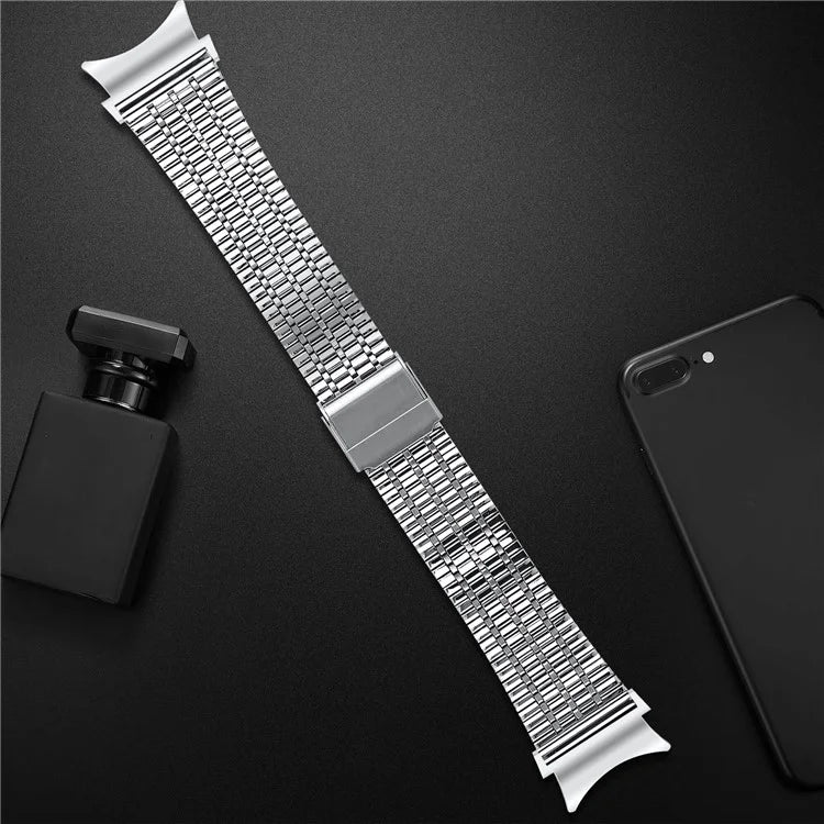 For Samsung Galaxy Watch7 44mm / 40mm Replacement Band with Connector 7-Bead Stainless Steel Smart Watch Strap, Silver
