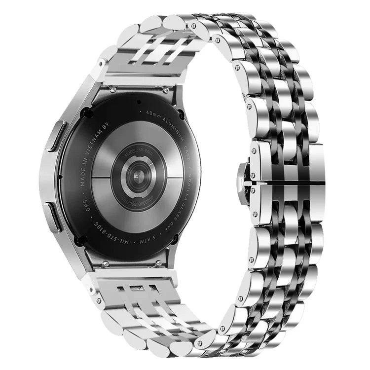 For Samsung Galaxy Watch7 44mm / 40mm Stainless Steel Band 7-Bead Smart Watch Strap with Connector