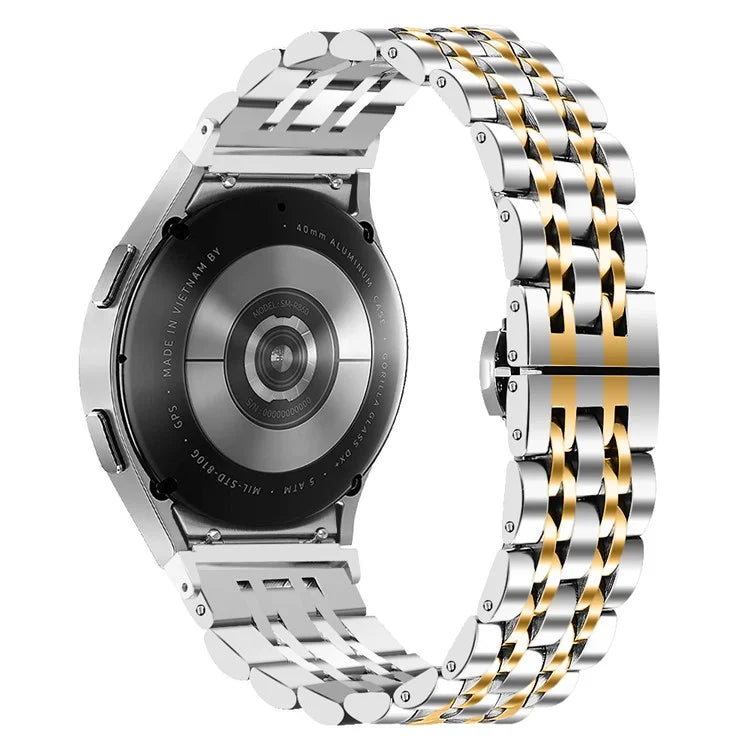 For Samsung Galaxy Watch7 44mm / 40mm Stainless Steel Band 7-Bead Smart Watch Strap with Connector