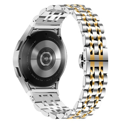 For Samsung Galaxy Watch7 44mm / 40mm Stainless Steel Band 7-Bead Smart Watch Strap with Connector